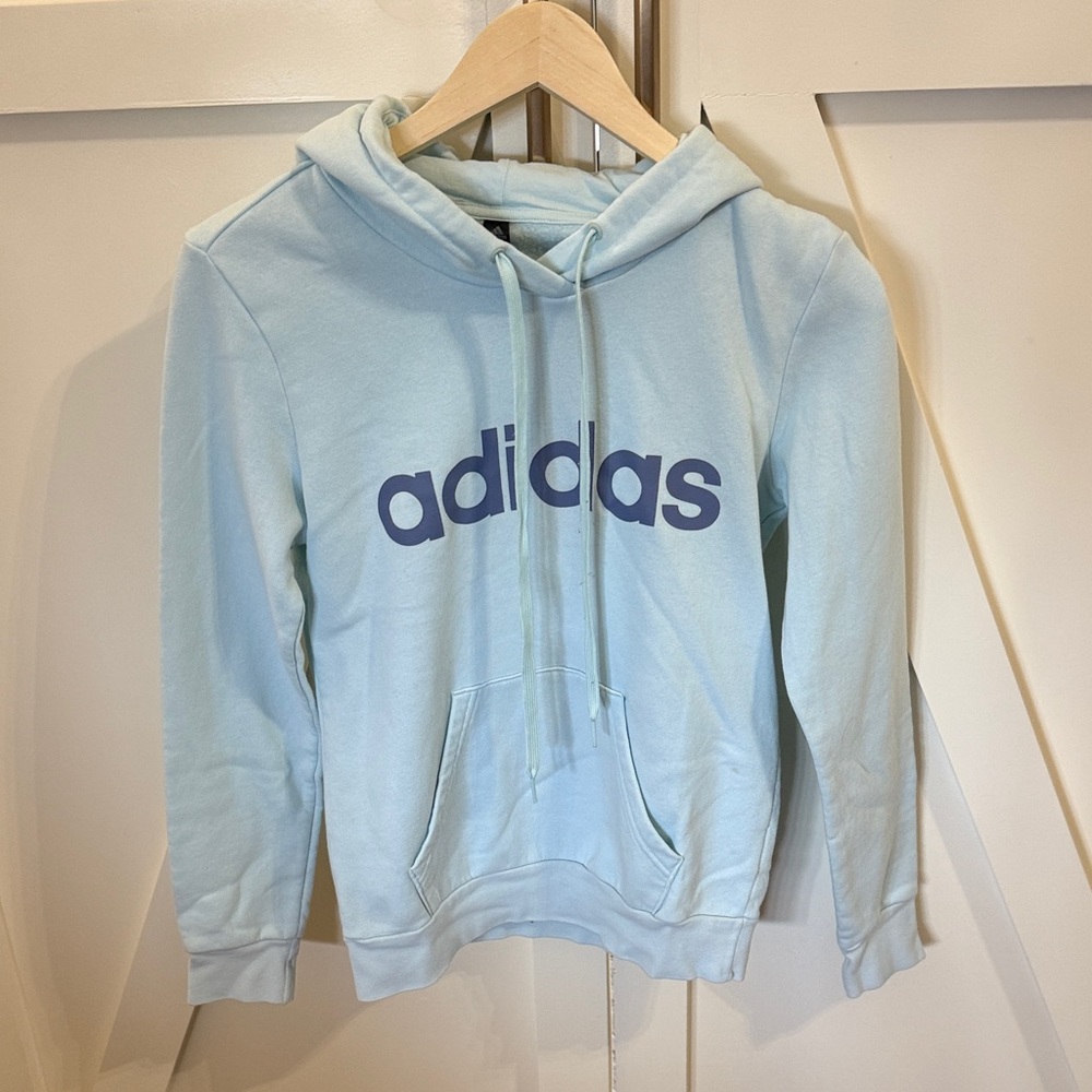 Adidas Sky Blue Hoodie with Navy Logo